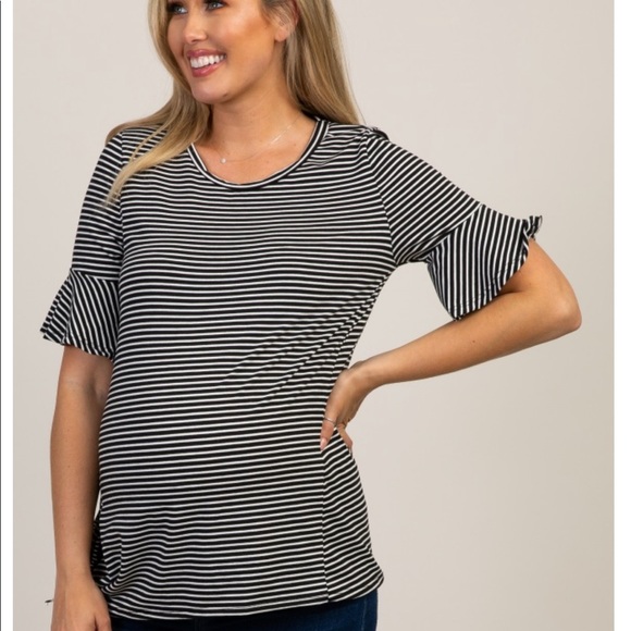Pinkblush Tops - Pinkblush striped ruffle sleeve maternity top, NWT